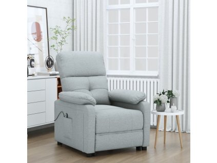 Elektrické polohovací křeslo světle šedé textil 3073802