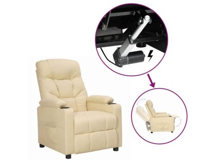 Zvedací křeslo krémové textil 3093466