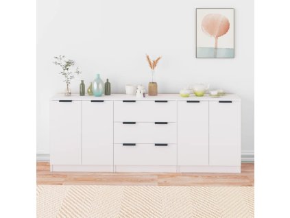 3dílný příborník bílý kompozitní dřevo 3115780