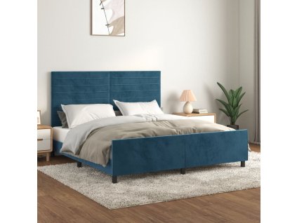 Rám postele bez matrace tmavě modrý 160x200 cm samet 3125828