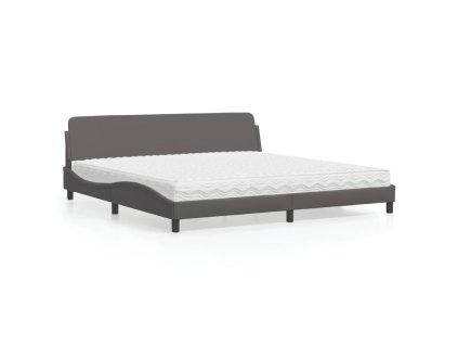 Postel s matrací Dover šedá 200 x 200 cm umělá kůže 3208480