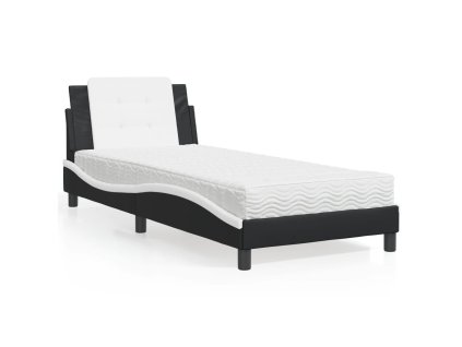 Rám postele bez matrace Zadar černá a bílá 90 x 190 cm umělá kůže 3208836
