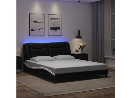 Rám postele s LED bez matrace Hvar černý a bílý 160x200 cm 3213946