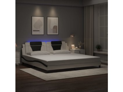 Rám postele Viana s LED bez matrace bílý a černý 200x200 cm 3214049