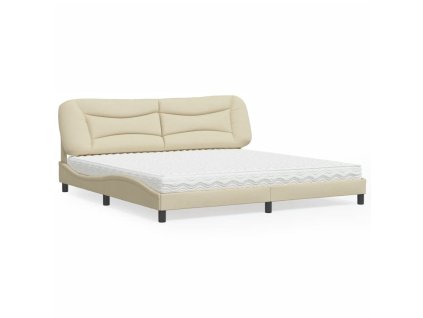 Postel s matrací Hvar krémová 200 x 200 cm textil 3208560
