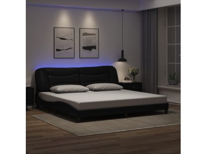 Rám postele s LED bez matrace Hvar černý 200 x 200 cm 3213955