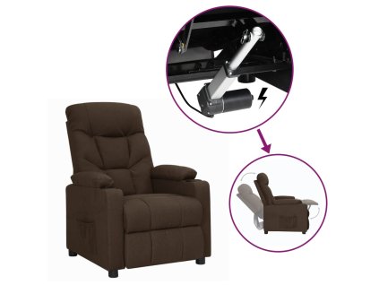 Zvedací křeslo tmavě hnědé textil 3093462