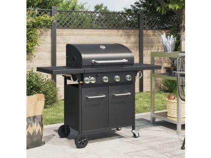 Plynový gril s 5 hořáky černý ocel s práškovým nástřikem 3214253