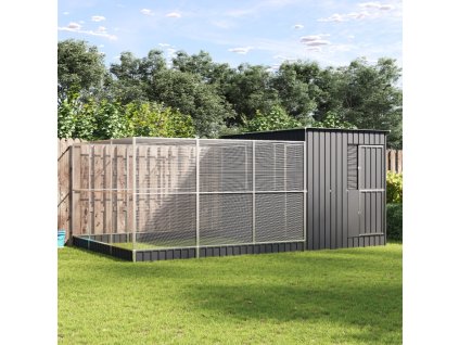 Voliéra s nástavbou stříbrná 497 x 303 x 216 cm ocel 3214263