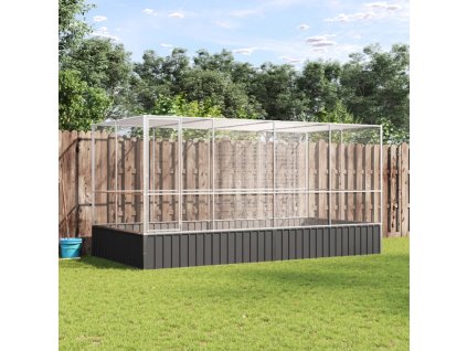 Voliéra s přístavbou stříbrná 418 x 207 x 212 cm ocelová 3214272