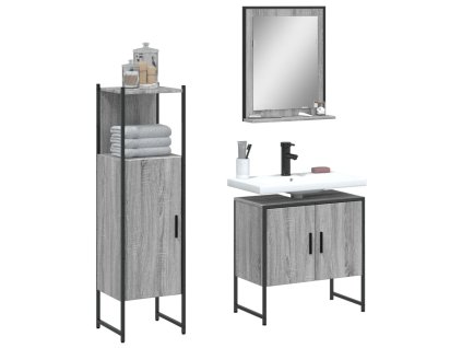 3dílný set koupelnových skříněk šedý sonoma kompozitní dřevo 3214347