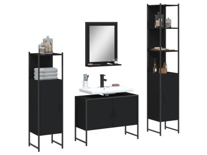 4dílná koupelnová sestava černá kompozitní dřevo 3214359