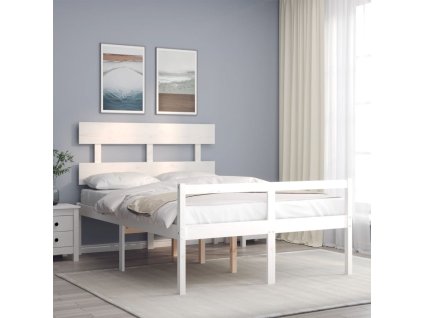 Postel s čelem pro seniory bílý Small Double masivní dřevo 3195322