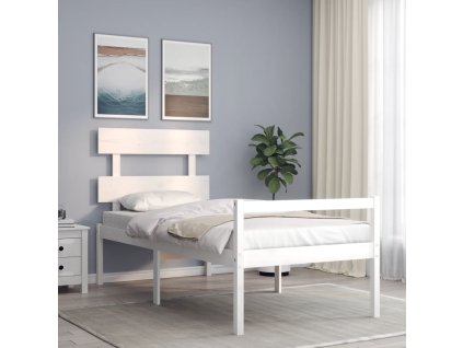 Postel s čelem pro seniory bílý 90x200 cm masivní dřevo 3195337