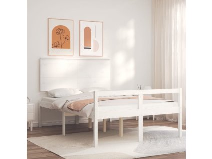 Postel s čelem pro seniory bílý Small Double masivní dřevo 3195452