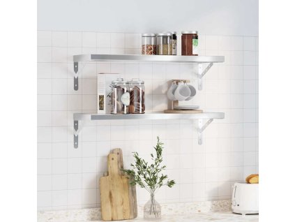 Nástěnné police 2 ks 75 x 23,5 cm stříbrné nerezová ocel 3214507