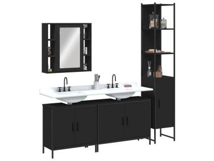 4dílná koupelnová sestava černá kompozitní dřevo 3214750