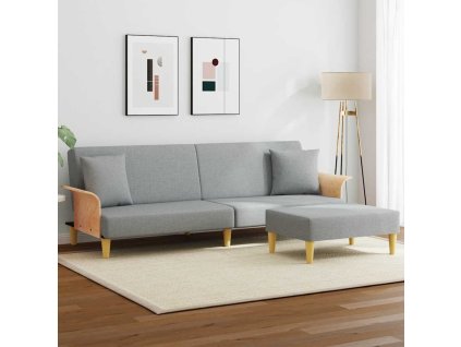 2místná rozkládací pohovka polštáře podnožka světle šedá samet 3216215