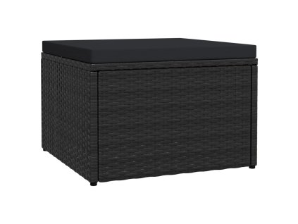 Zahradní podnožka s poduškou černá polyratan 310489