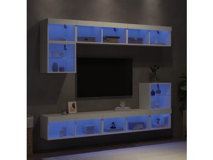 8dílná obývací stěna s LED osvětlením bílá kompozitní dřevo 3216668