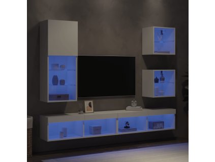5dílná obývací stěna s LED osvětlením bílá kompozitní dřevo 3216675