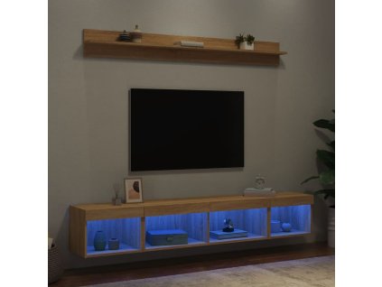 5dílná obývací stěna s LED dub sonoma kompozitní dřevo 3216684