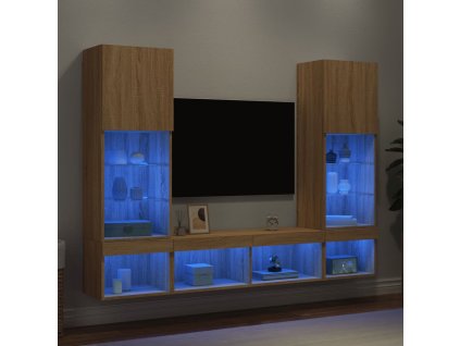 5dílná obývací stěna s LED dub sonoma kompozitní dřevo 3216692