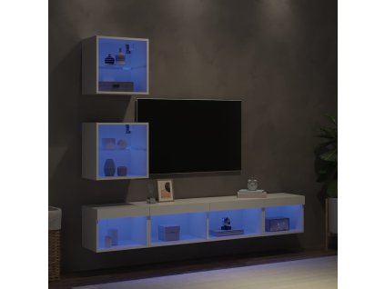 5dílná obývací stěna s LED osvětlením bílá kompozitní dřevo 3216697