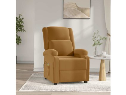 Elektrické masážní křeslo hnědé samet 3098412