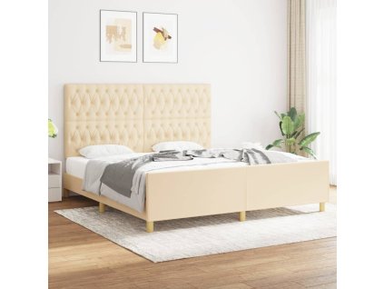 Rám postele bez matrace krémový 180 x 200 cm textil 3125321
