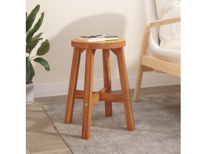 Stolička hnědá 38 x 38 x 45 cm kulatá masivní akáciové dřevo 153331