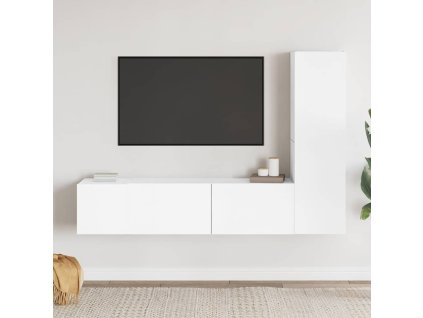 3dílný set TV skříněk bílý kompozitní dřevo 3078656