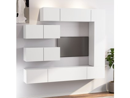 7dílný set TV skříněk bílý kompozitní dřevo 3114558