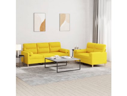 2dílná sedací souprava s polštáři světle žlutá textil 3201621