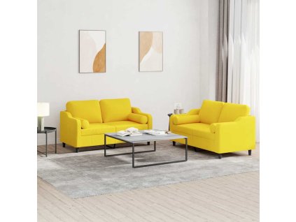 2dílná sedací souprava s polštáři světle žlutá textil 3201823