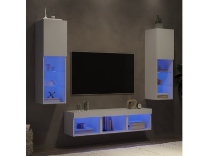 5dílná obývací stěna s LED osvětlením bílá kompozitní dřevo 3216604