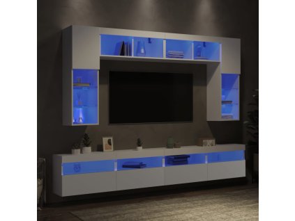 8dílná obývací stěna s LED osvětlením bílá 3216764