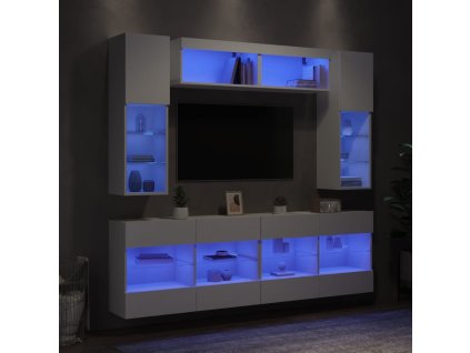 6dílná obývací stěna s LED osvětlením bílá 3216797