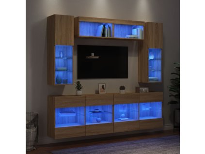 6dílná obývací stěna s LED osvětlením dub sonoma 3216799