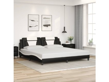 Rám postele Viana bez matrace černý a bílý 200 x 200 cm umělá kůže 3208122