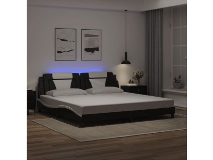 Rám postele Viana s LED bez matrace černý a bílý 200x200 cm 3214048