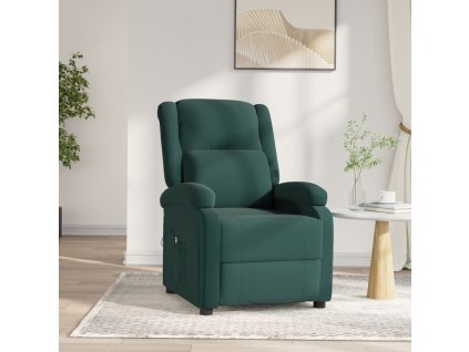 Elektrické polohovací křeslo tmavě zelené samet 3098395