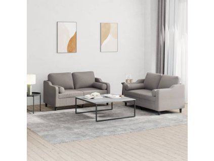 2dílná sedací souprava s polštáři taupe textil 3201825