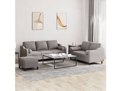 3dílná sedací souprava s polštáři taupe textil 3201865