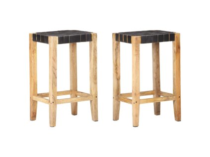 Barové stoličky 2 ks černé pravá kůže 75 cm 321835