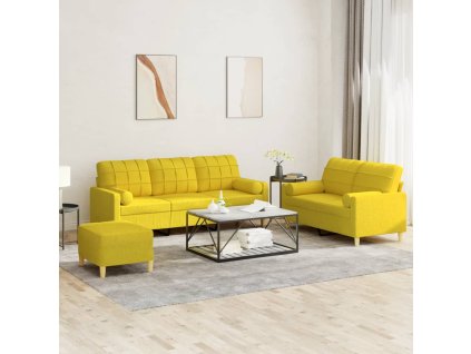 3dílná sedací souprava s polštáři světle žlutá textil 3201335