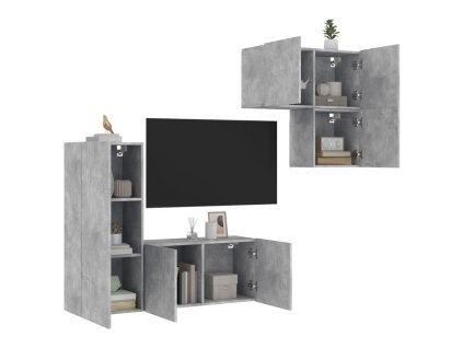 4dílná obývací stěna betonově šedá kompozitní dřevo 3216431