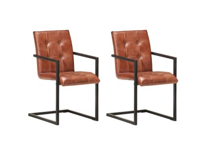 Konzolové jídelní židle 2 ks hnědé pravá kůže 321847