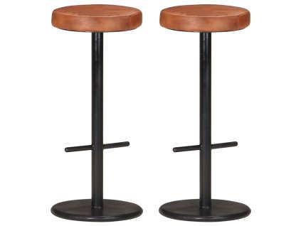 Barové stoličky 2 ks hnědé pravá kůže 321875