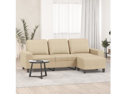 3místná pohovka s podnožkou krémová 180 cm textil 3201153